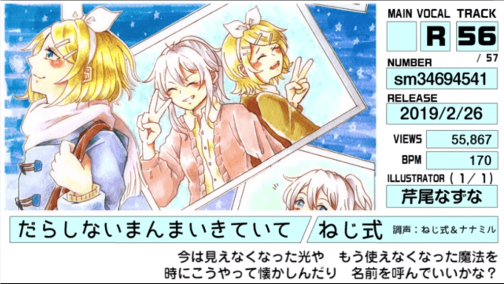 RINLENMANIA 12「だらしないまんまいきていて/ねじ式(調声:ねじ式&ナナミル)」(イラスト:芹尾なずなさん)