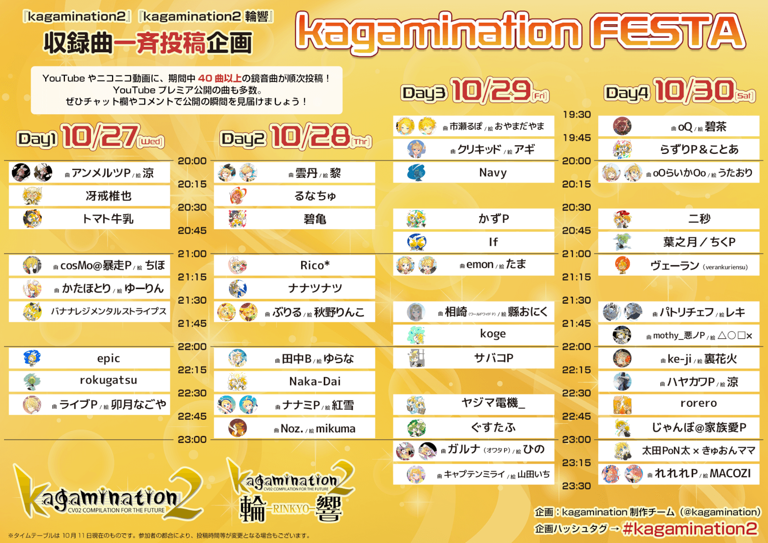 『kagamination2』『kagamination2 輪響』収録曲一斉投稿企画「kagamination FESTA」